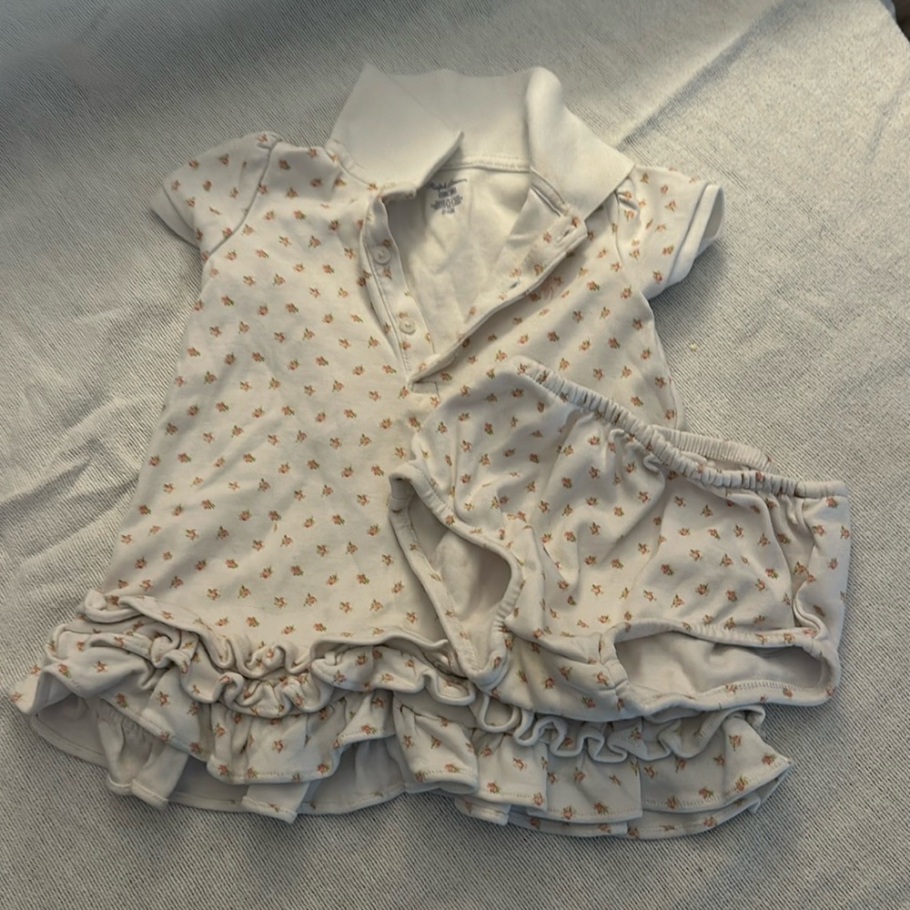 Ruffle collared dress with diaper cover
